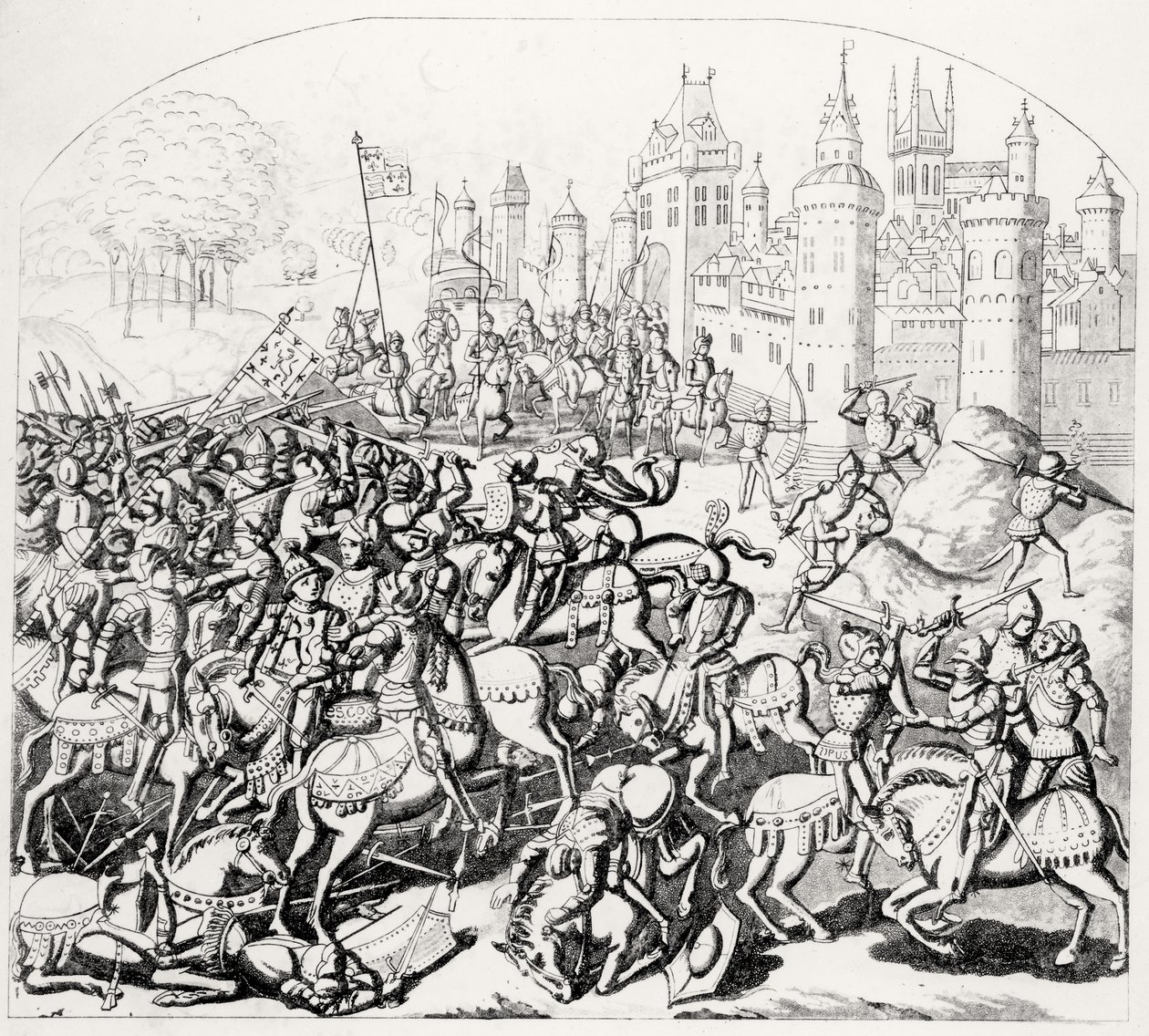 Kong David av Skottland (1084-1153) kommer med en stor hær før Newcastle-upon-Tyne, 1138 av Scottish School