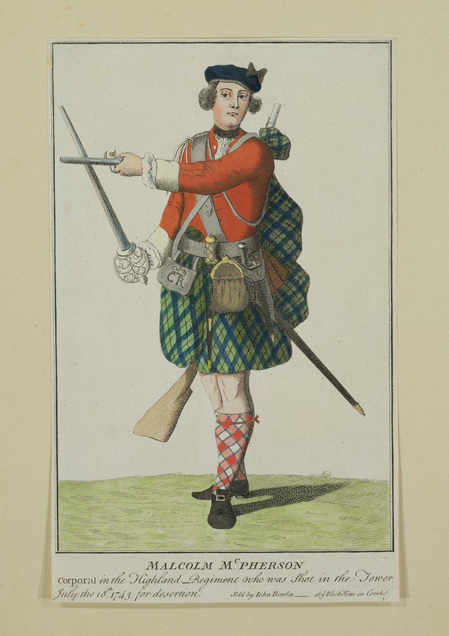Malcolm McPherson, korporal i Black Watch Regiment, Shot for Desertion, 1743 av Scottish School
