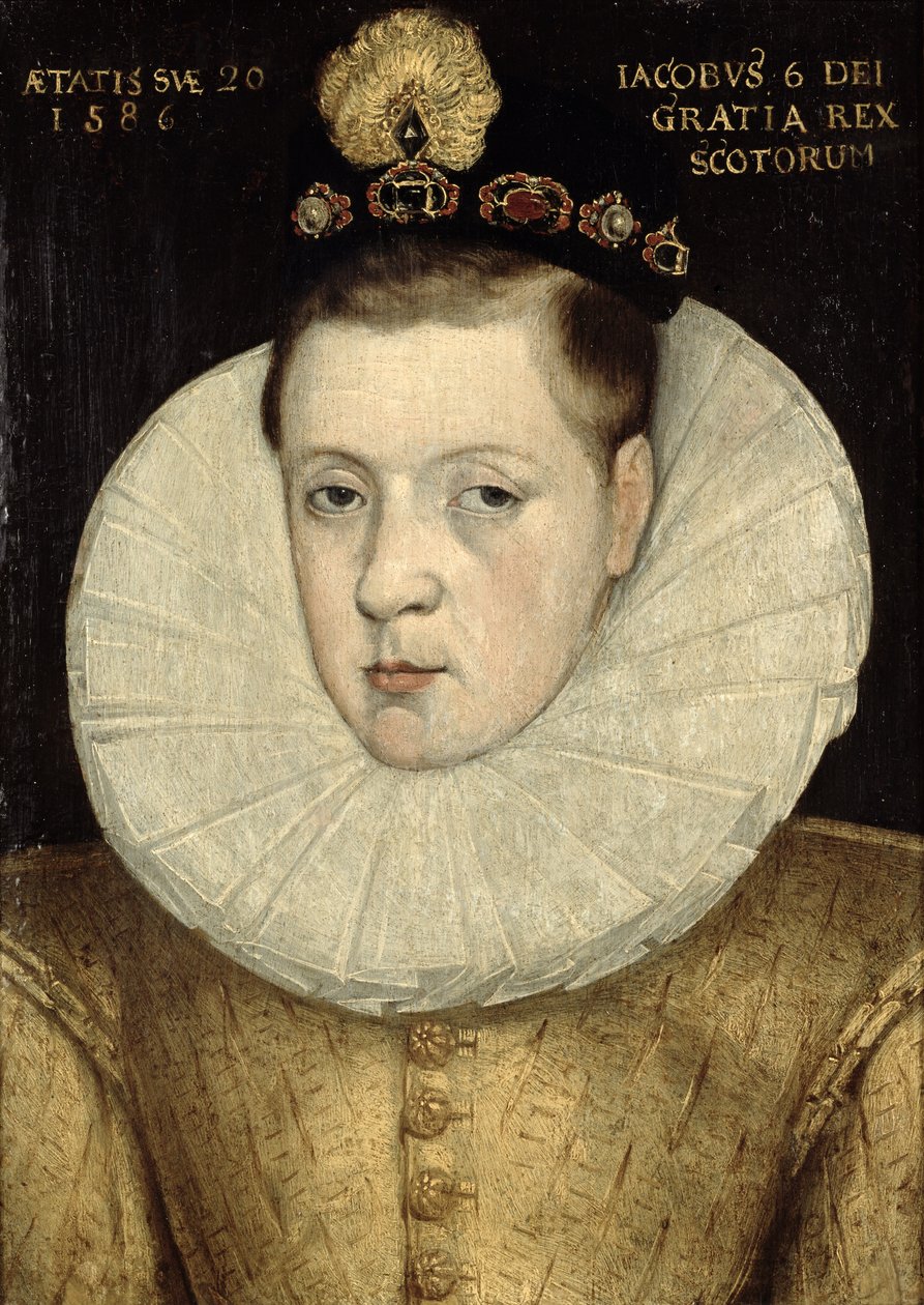 Portrett av James VI av Skottland, senere James I av England (1566-1625) 1586 av Scottish School