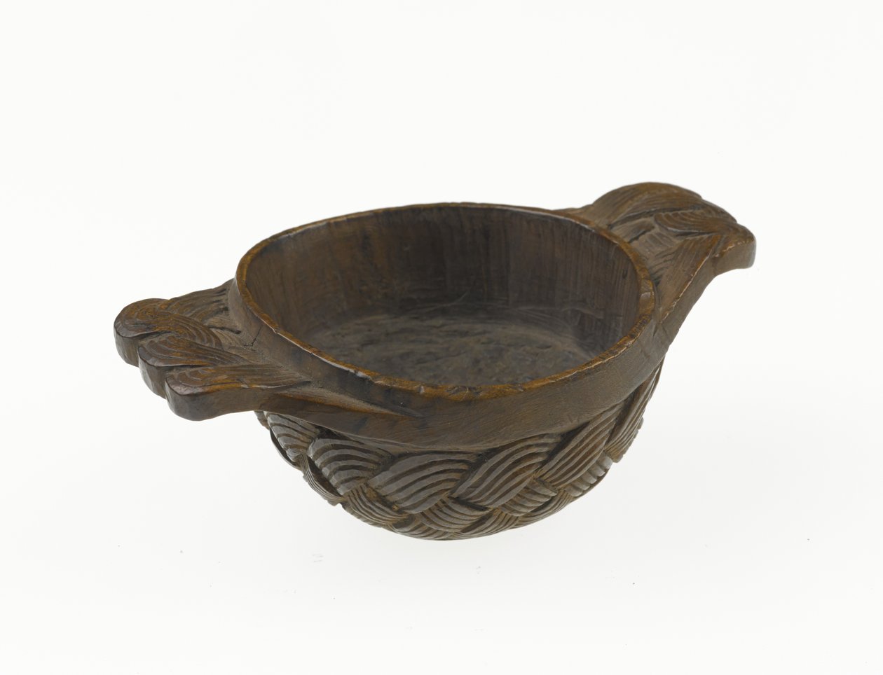 Quaich, høylandsbolle eller drikkekar av tre med to lugger, ca. 1700 (tre) av Scottish School