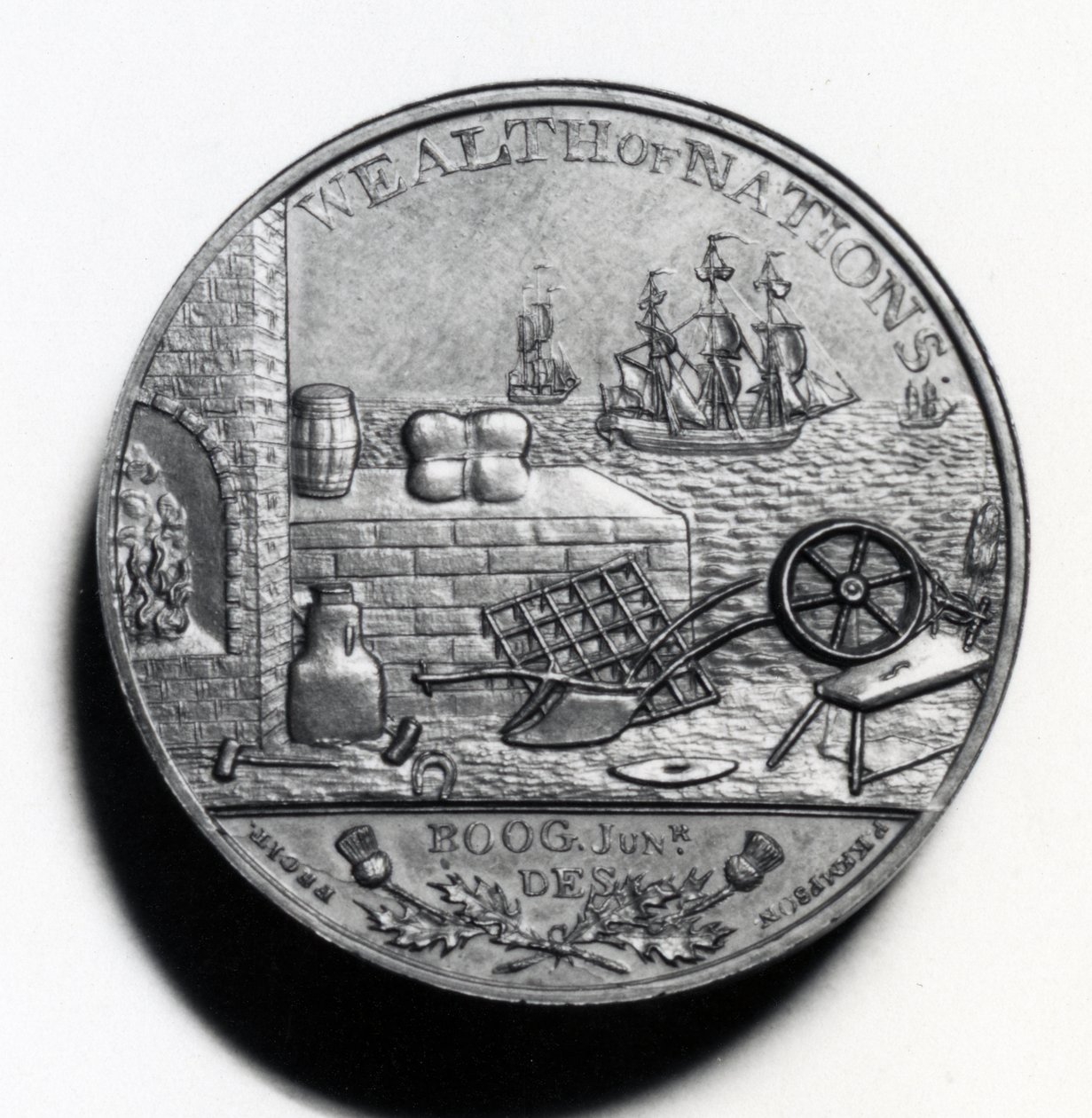 Scottish Penny til minne om Adam Smith (revers), 1797 (kobber) (for forside se XJF448269) av Scottish School
