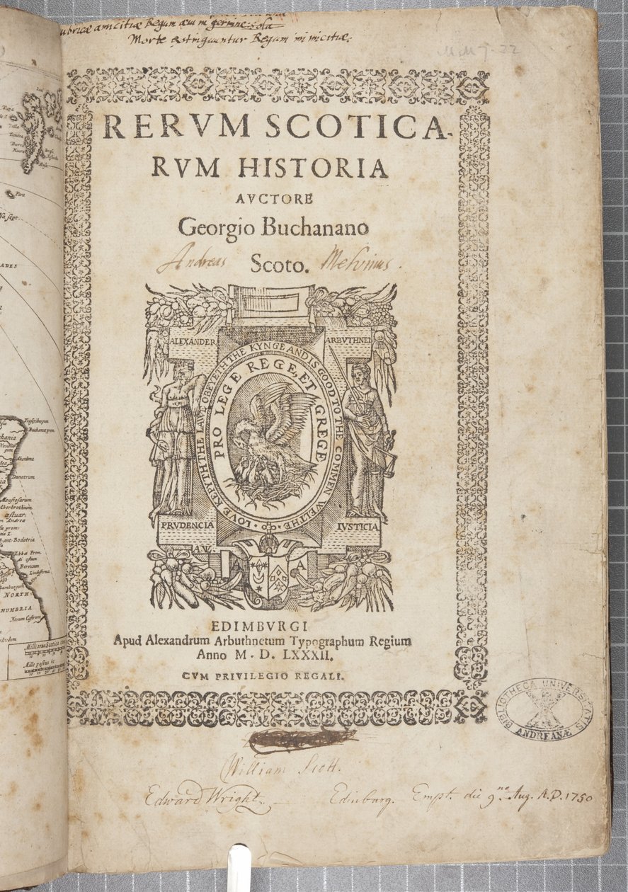 Tittelside til Historia Scoticarum av George Buchanan av Scottish School