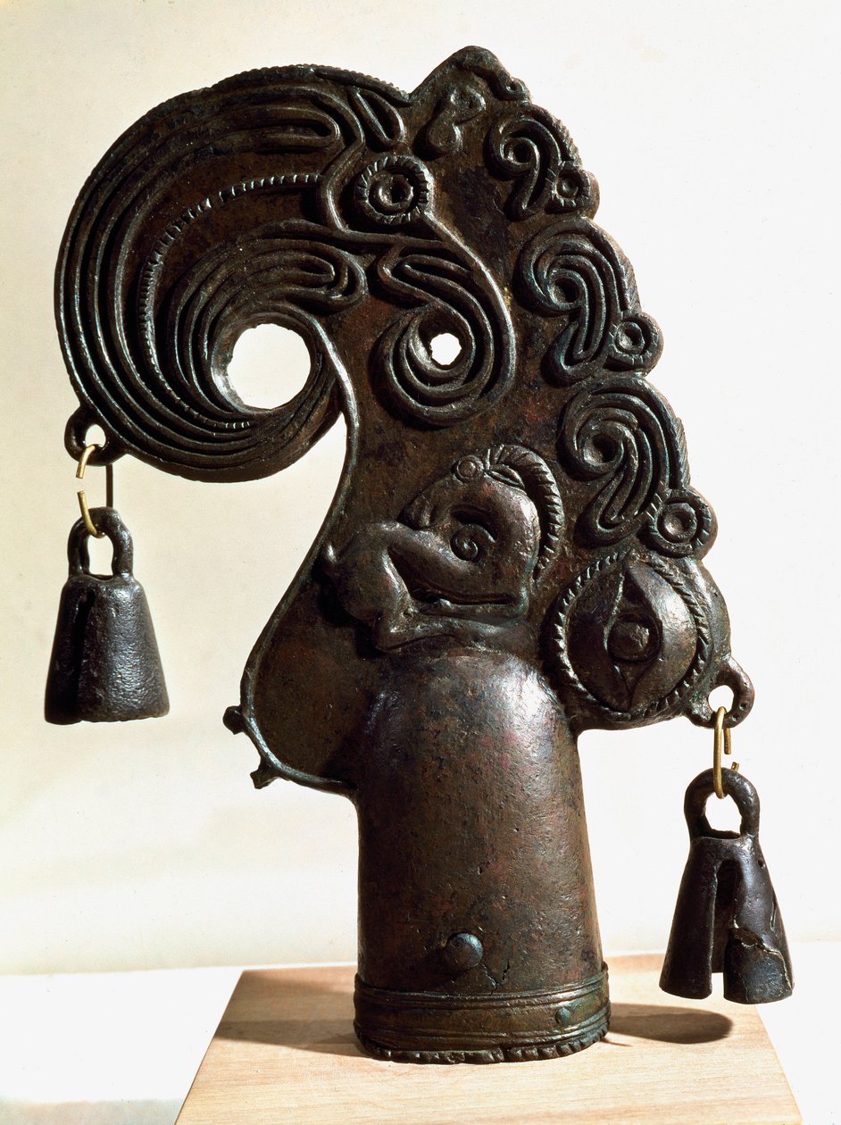 Art Scythia (Scythic Civilization eller Scythia): Bronse spydspiss dekorerer et fantastisk dyr. Fra Ulski (Kuban), Nord-Kaukasus i Russland, 4. århundre f.Kr. Høyde: 28 cm. Eremitagemuseet St. Petersburg av Scythian