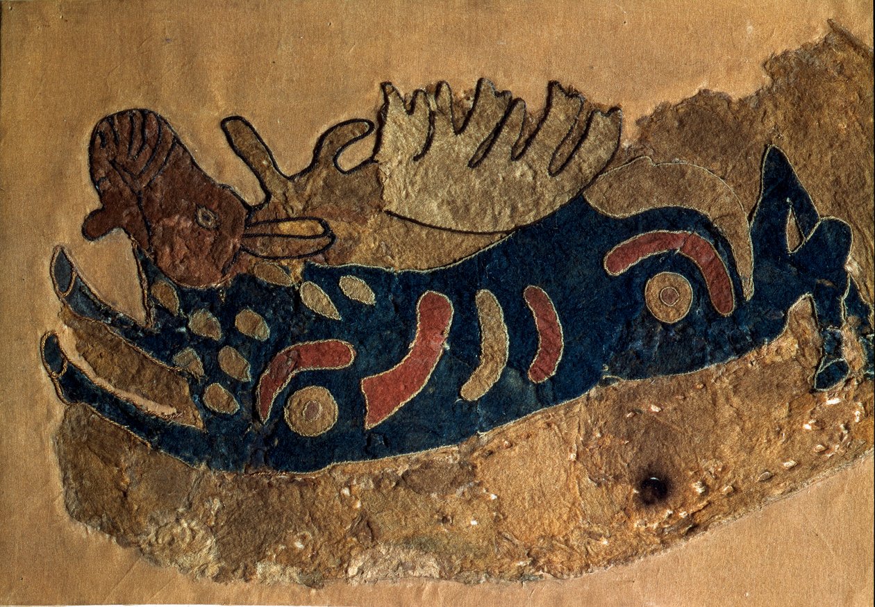 Art Scythe (Scythic Civilization eller Scythia): fragment av et filtsalbelegg. St. Petersburg, Eremitagemuseet av Scythian Scythian