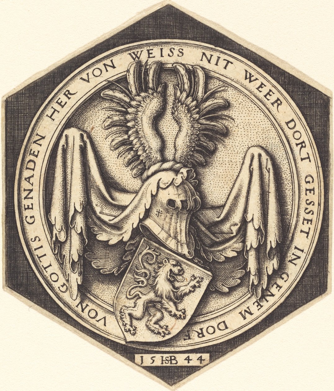 Våpenskjold med en løve av Sebald Beham