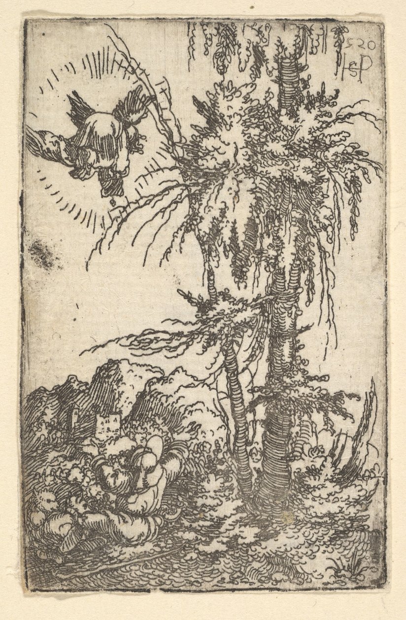Joachim mottar løftet om Jomfruens fødsel, 1520. av Sebald Beham