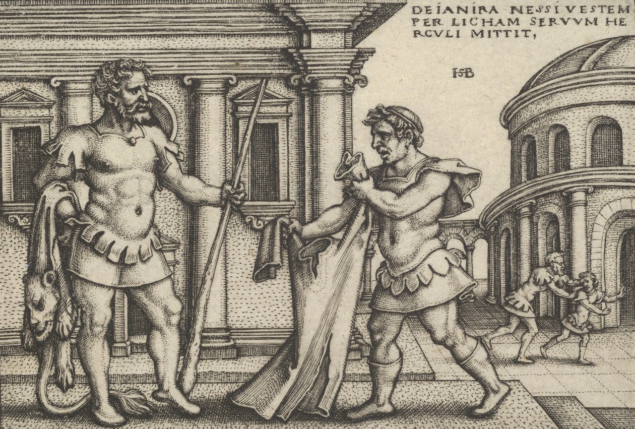 Lichas Bringing the Garment of Nessus to Hercules, fra The Labors of Hercules. av Sebald Beham