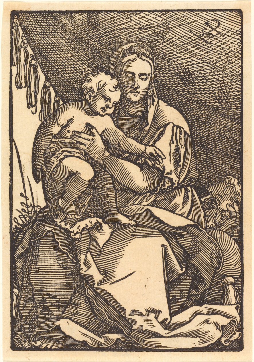 Madonna og barn under en baldakin av Sebald Beham