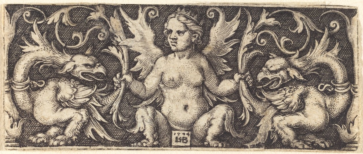 Ornament med kvinnelig demon av Sebald Beham