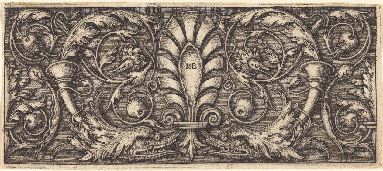 Ornament med to groteske delfiner av Sebald Beham