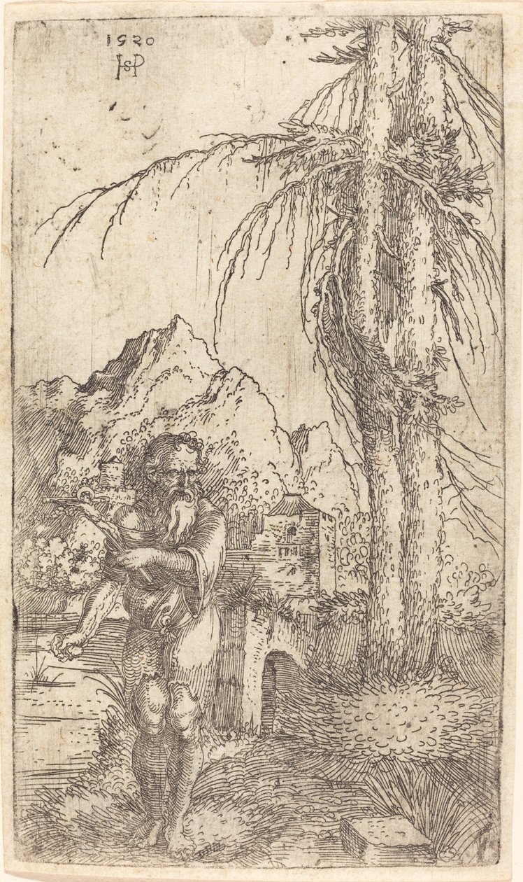 Saint Hieronymus i et landskap av Sebald Beham