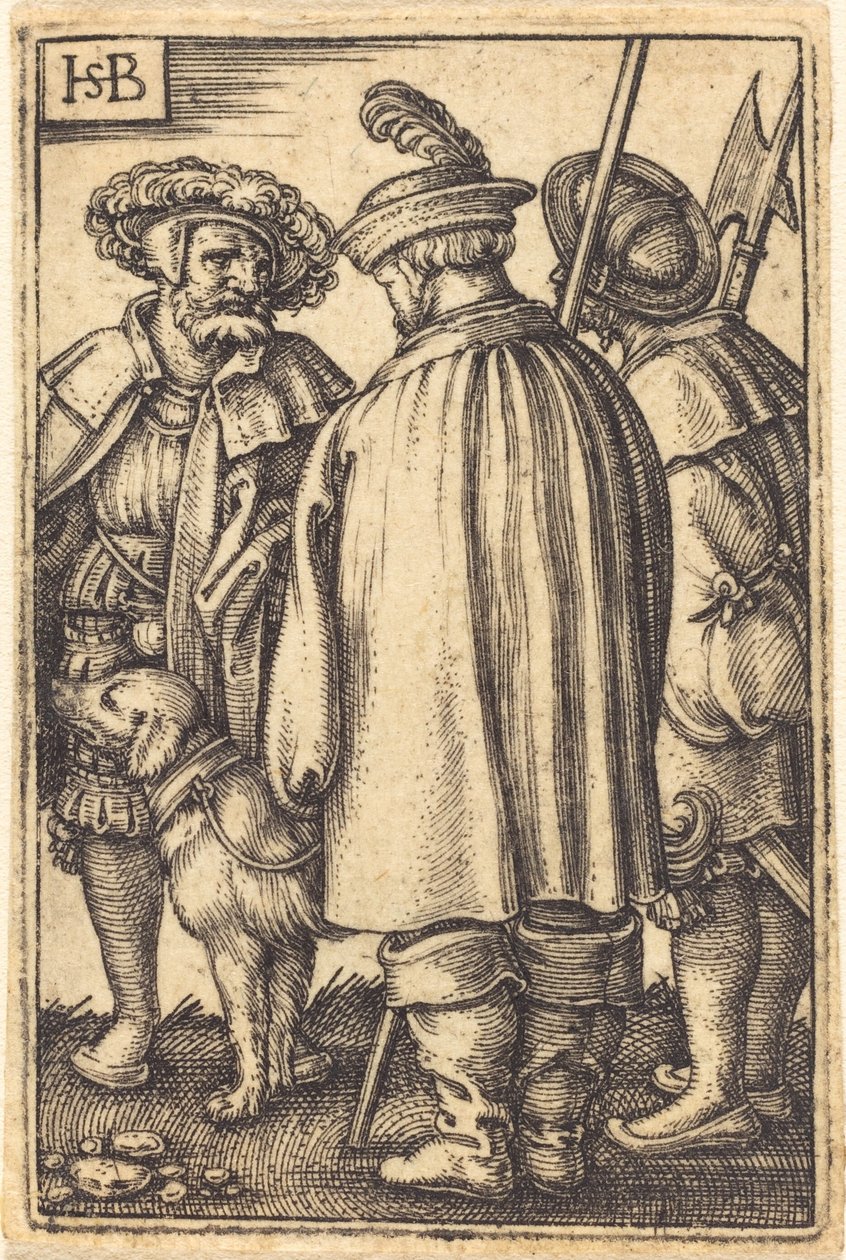 Tre soldater og en hund av Sebald Beham