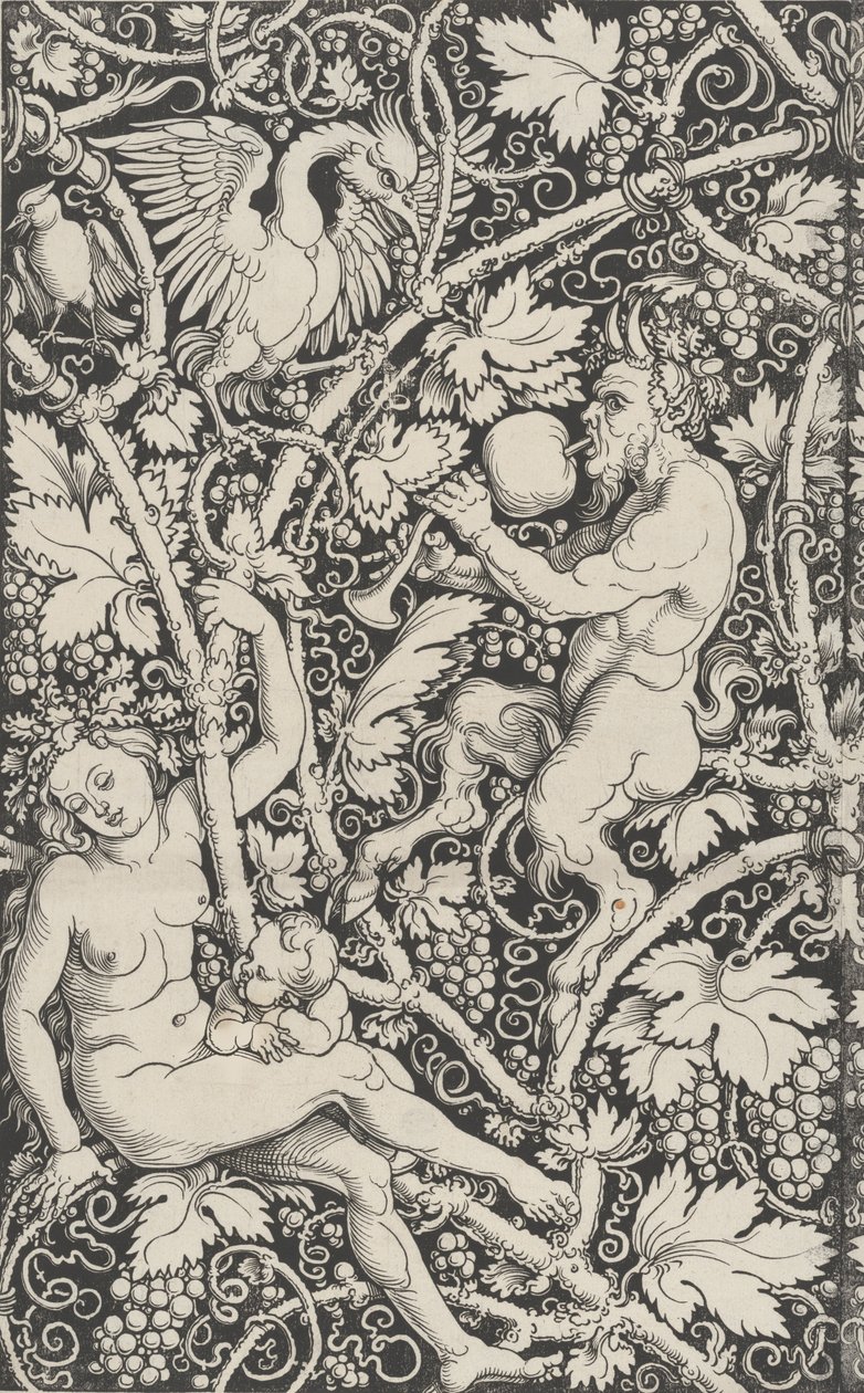 Bakgrunn med Satyr-familien, 1515. av Sebald Beham