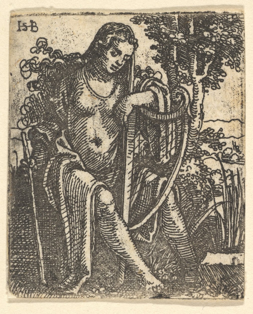 Kvinne med en harpe, 1520-25. av Sebald Beham