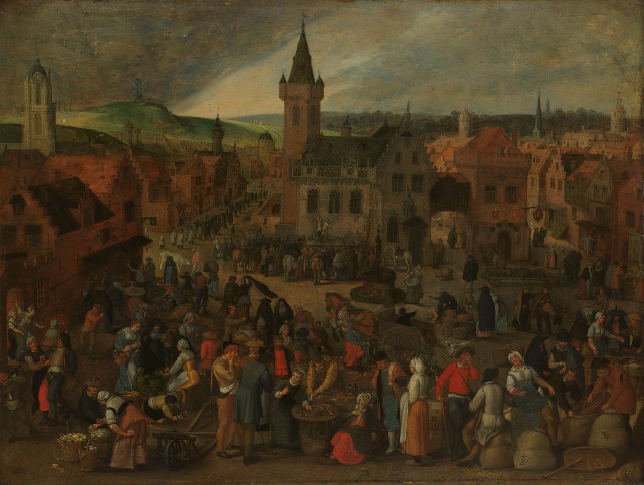 Markedsdag i en flamsk by av Sebastiaen Vrancx