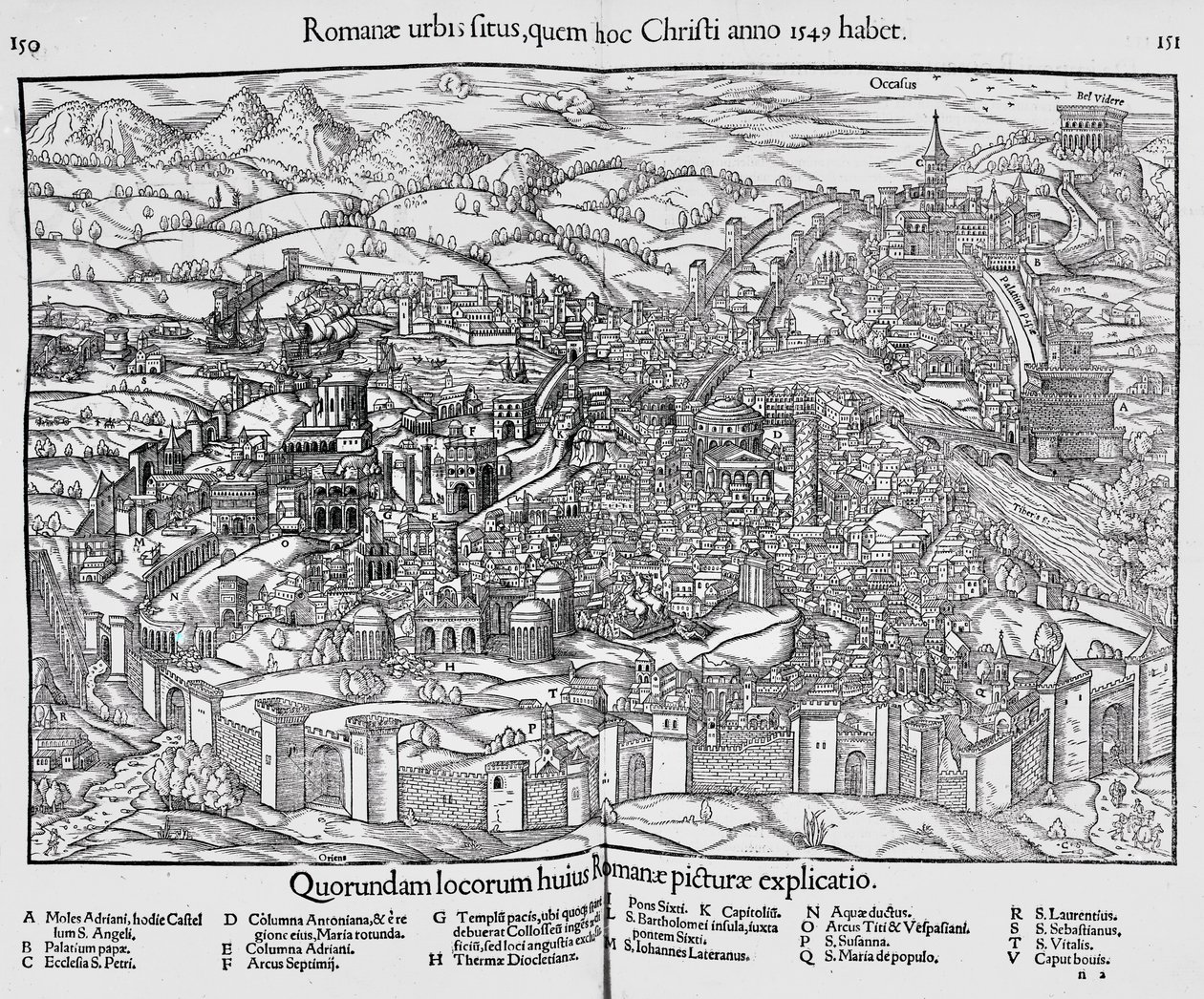 Byen Roma, ca. 1550 av Sebastian Munster