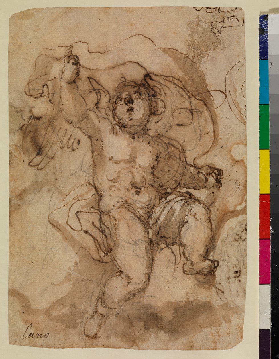 Putto på en sky (foran) av Sebastian (attr.to) Munoz