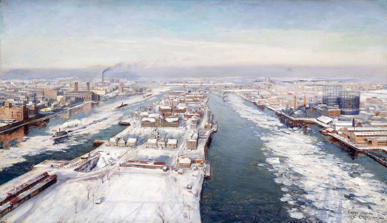 North View Queensboro Bridge (olje på lerret) av Sebastian Cruset