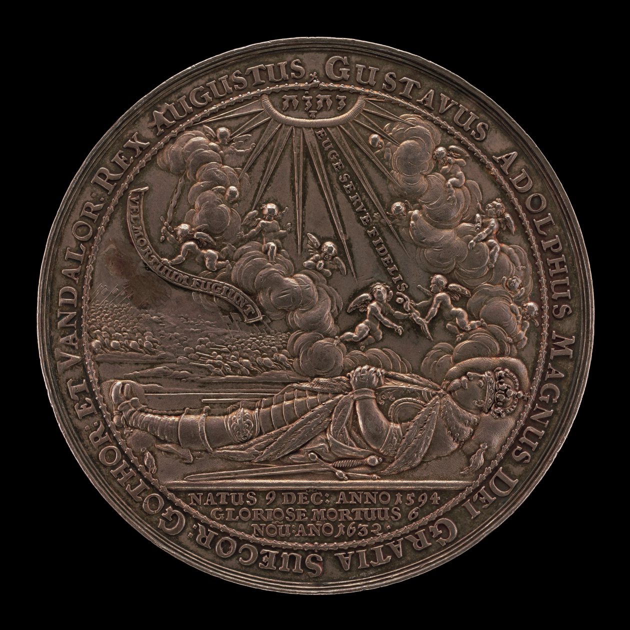 Død av Gustavus II Adolphus, 1594-1632, konge av Sverige 1611 [forside], 1634. av Sebastian Dadler