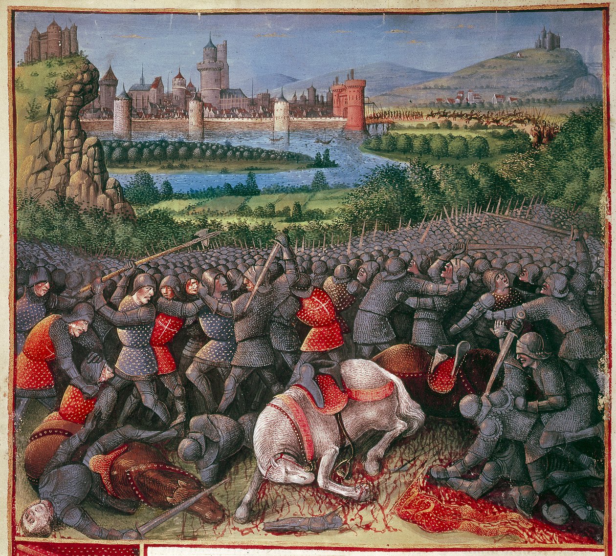 Slaget under First Crusade Peoples Crusade, 1096-1099, c1490 av Sebastian Marmoret