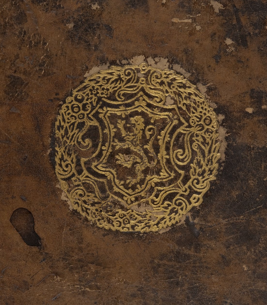Cosmographia, omslagsdetalj (skinn) av Sebastian Munster