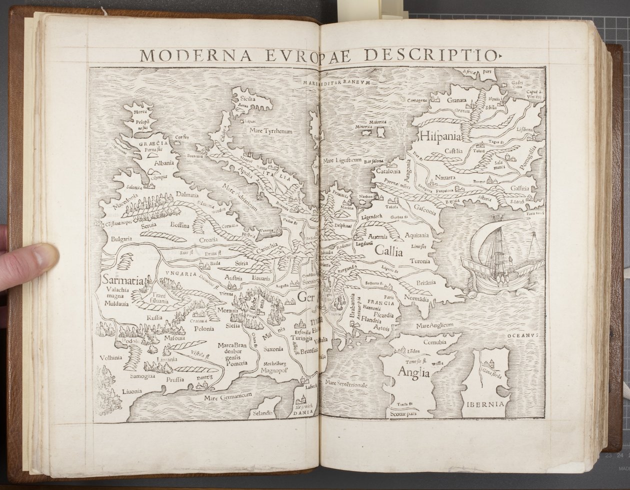 Europa, fra Cosmographia, 1544 av Sebastian Munster