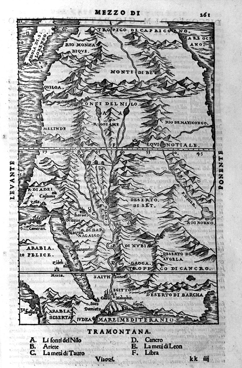 Nilens løp - i "" Cosmographia"" av Sebastiano Munster av Sebastian Munster