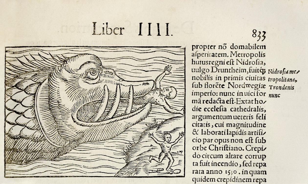 Uhyrlig hval som sluker mennesker, fra 1550-utgaven av 