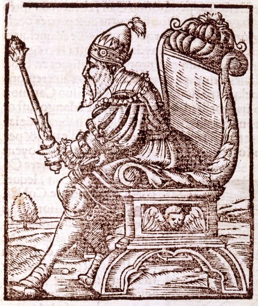 Qubilai (Kubilai Khan, første keiser av det mongolske Yuan-dynastiet (1215-1294) - i "" Cosmographia"" av S. Munster. Paris av Sebastian Munster