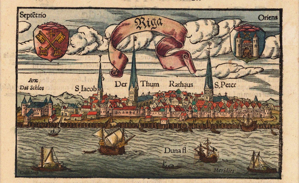 Riga Fra Cosmographia, ca 1568 av Sebastian Munster