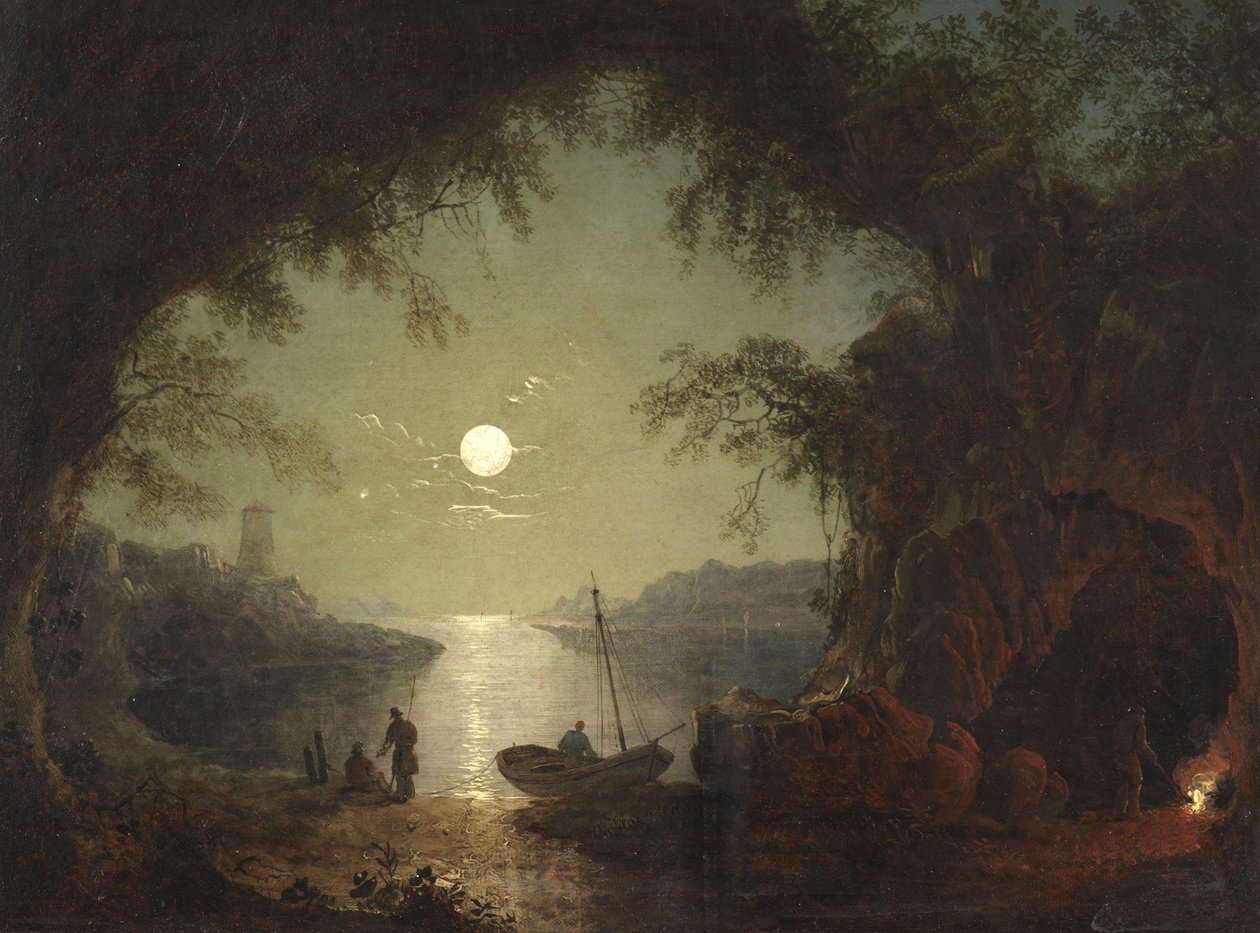A Moonlit Cove (olje på lerret) av Sebastian Pether