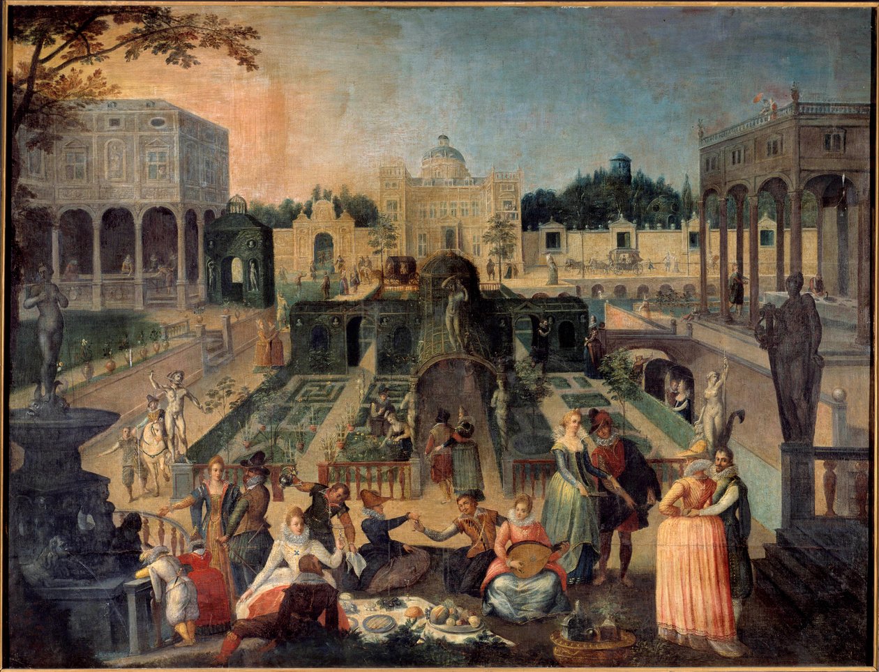 En fest i parken til hertugen av Mantua Piknik, musikk, galante scener i hagen til palasset til hertugen av Gonzaga (Gonzaga). Maleri av Sebastien Vrancx (1573-1647) 1600-tallet Søn. 1,42 x 1,88 m Rouen musee des Beaux Arts av Sebastian Vrancx