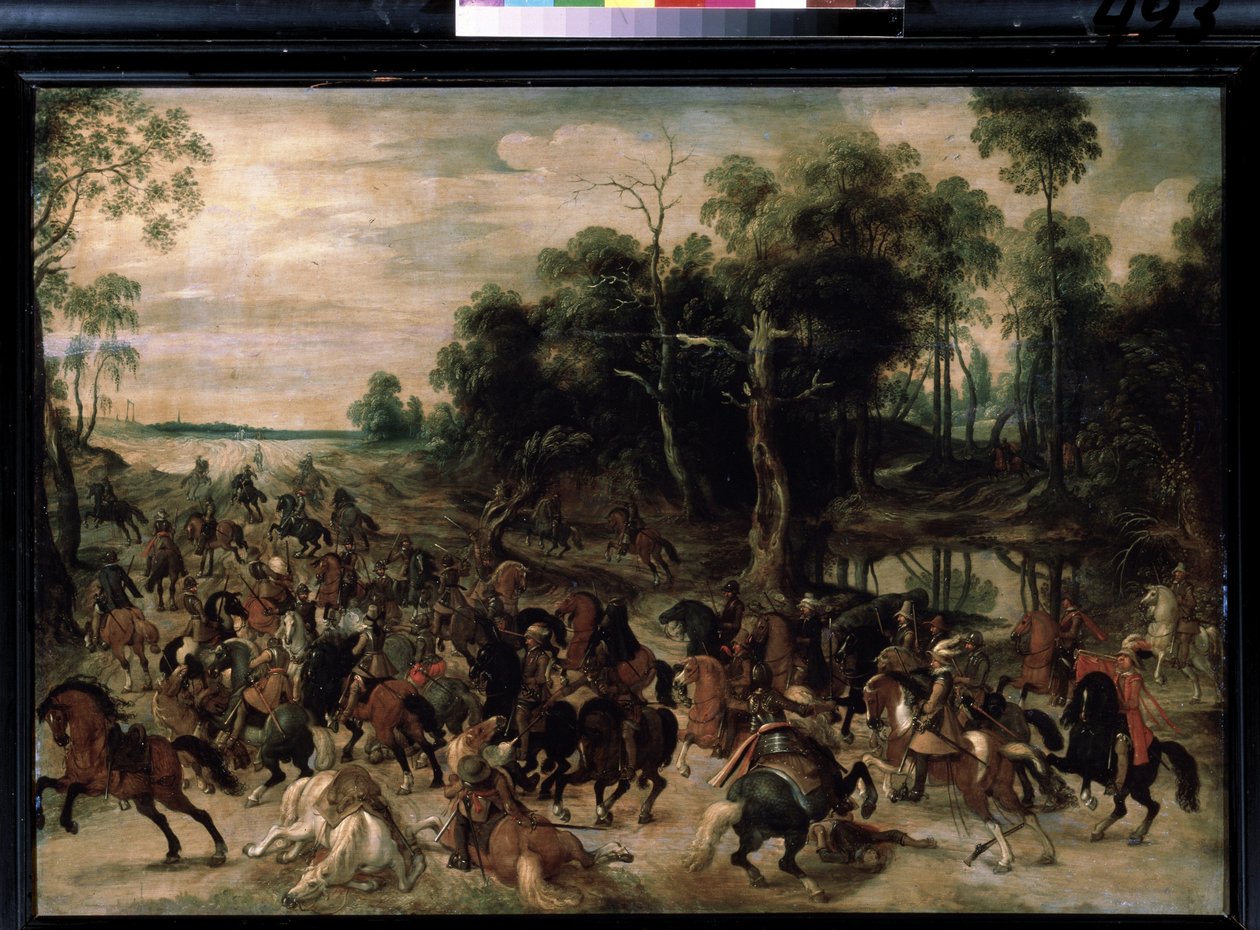Kavaleriangrep, ca. 1615 (olje på tre) av Sebastian Vrancx