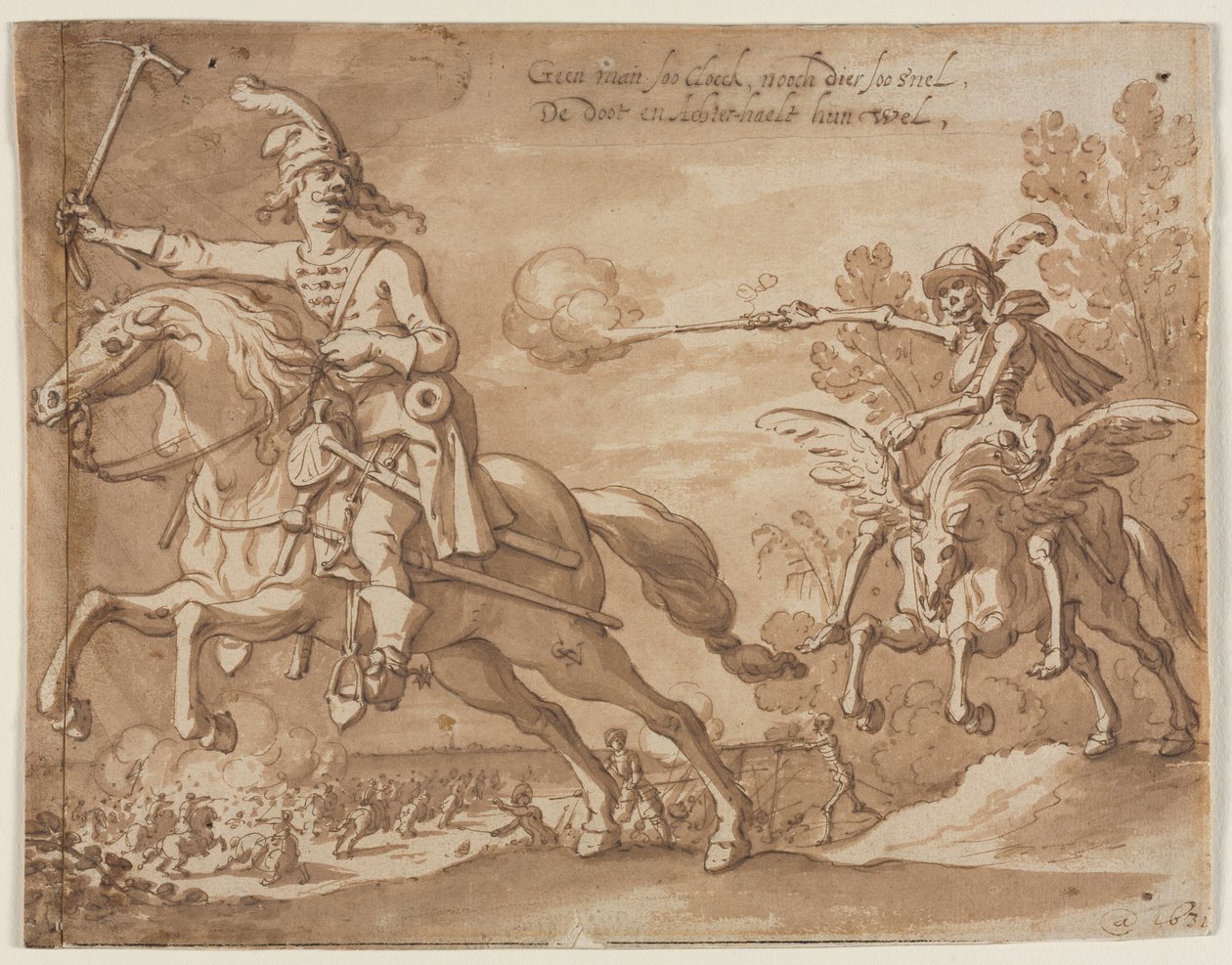 Death on Horseback Chasing a Flying Knight, 1631. av Sebastian Vrancx
