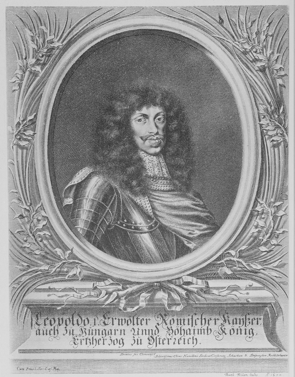 Leopold I, den hellige romerske keiseren, gravert av Bartholomaus Kilian II, 1674 av Sebastian van Dryweghen