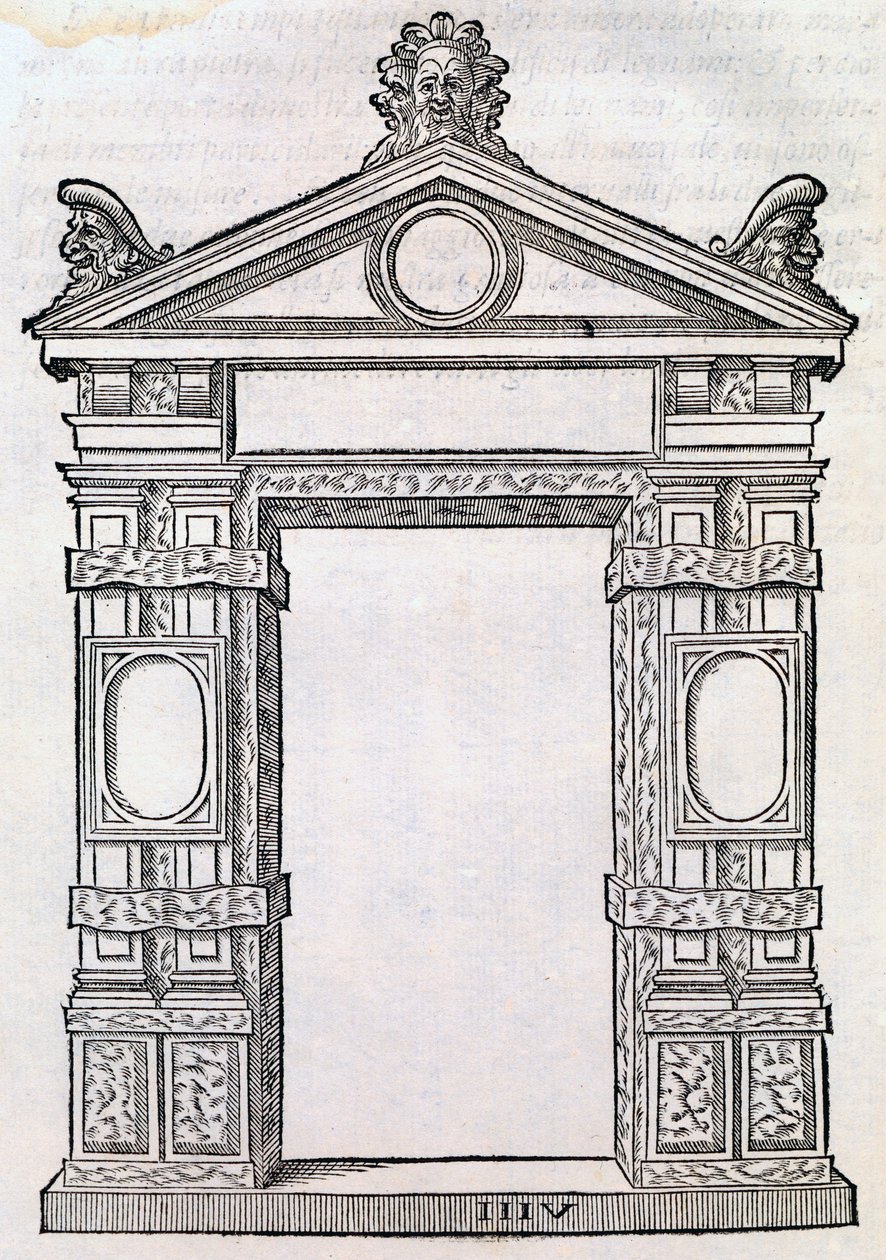 Dør med dekorerte søyler, fra 'Libro Estraordinario', 1565 av Sebastiano Serlio