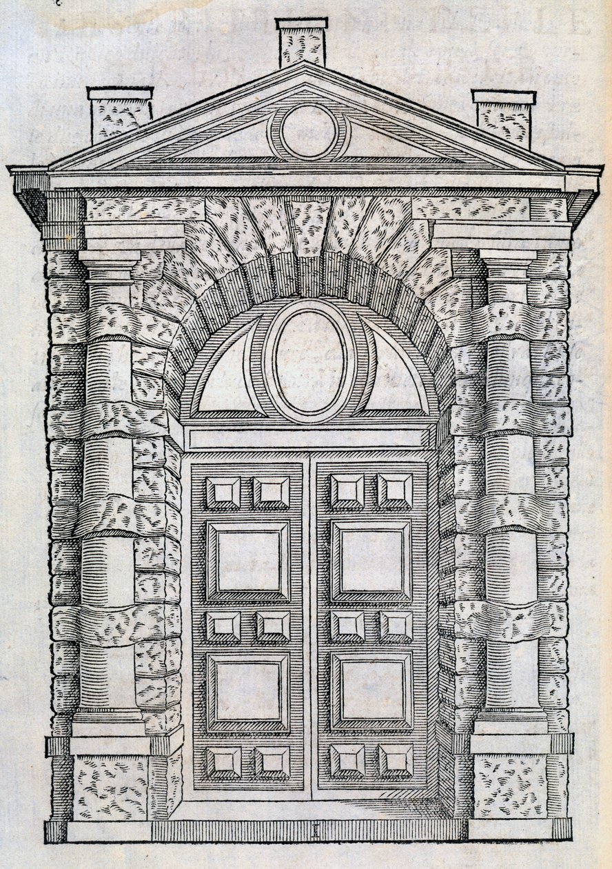 Doble paneldører, fra 'Libro Estraordinario', 1565 av Sebastiano Serlio