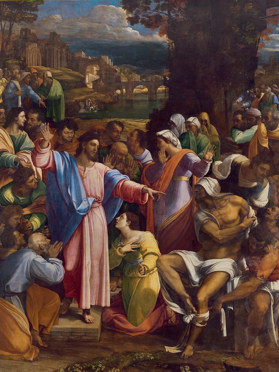 The Raising of Lazarus, ca. 1517-19 (olje på lerret overført fra tre) av Sebastiano del Piombo