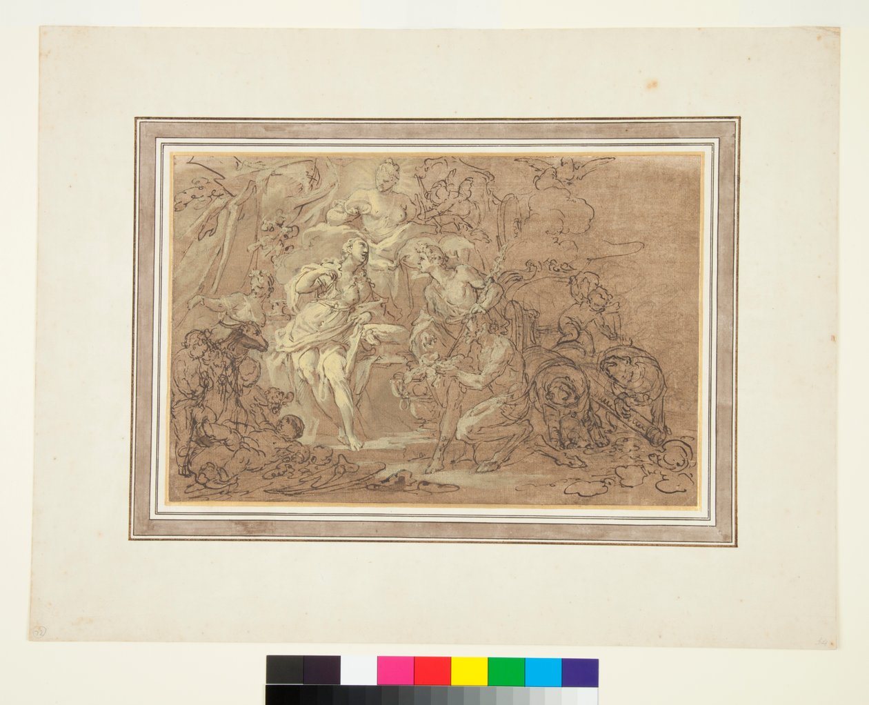 Bacchus og Ariadne ca. 1715 (penn og blekk over svart kritt på brun grunn) av Sebastiano Conca