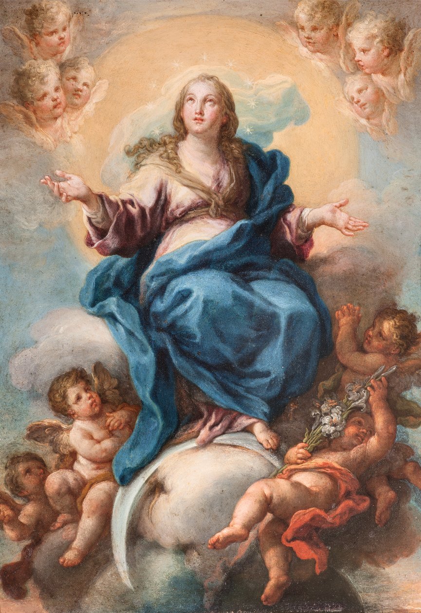 Immaculate Virgin (olje på kobber) av Sebastiano Conca
