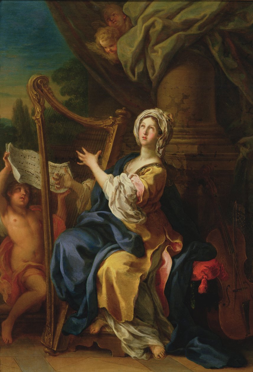 St. Cecilia, 1733 (olje på kobber) av Sebastiano Conca