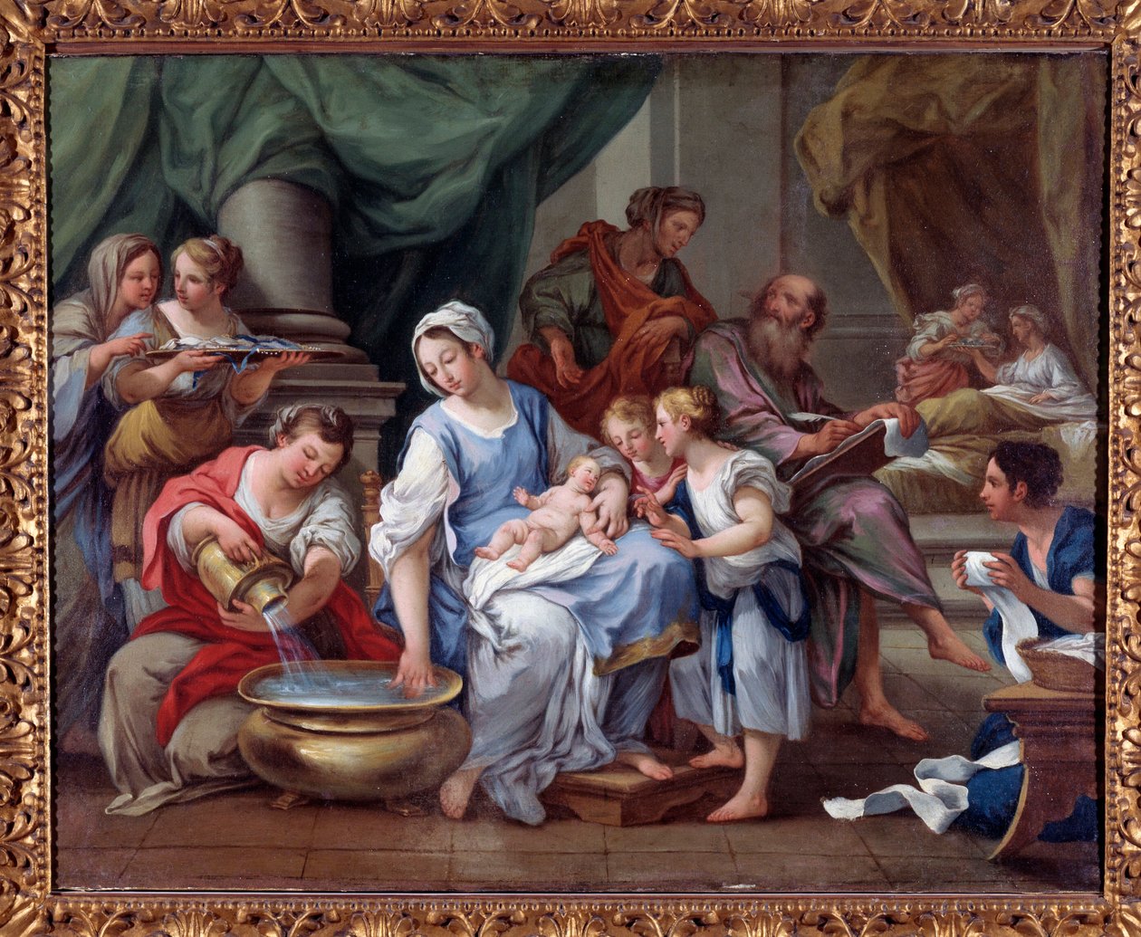 The Birth of St John the Baptist (Birth of St John the Baptist) Maleri av Sebastiano Conca (1680-1764) Museo dell'Abbazia di Montecassino Italia fra 1700-tallet av Sebastiano Conca