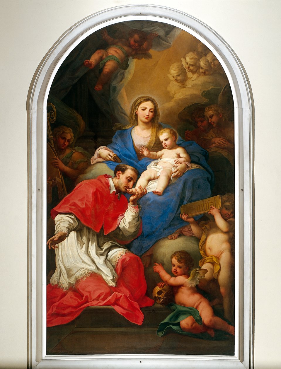 Jomfruen og St. Charles Borromeo av Sebastiano Conca (1680-1764) Aula Magna (forelesningssal) ved Universitetspalasset, Torino av Sebastiano Conca