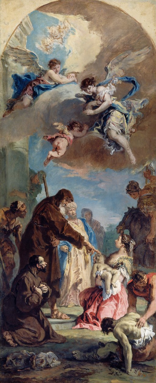 Et mirakel av den hellige Frans av Paola, 1733. av Sebastiano Ricci