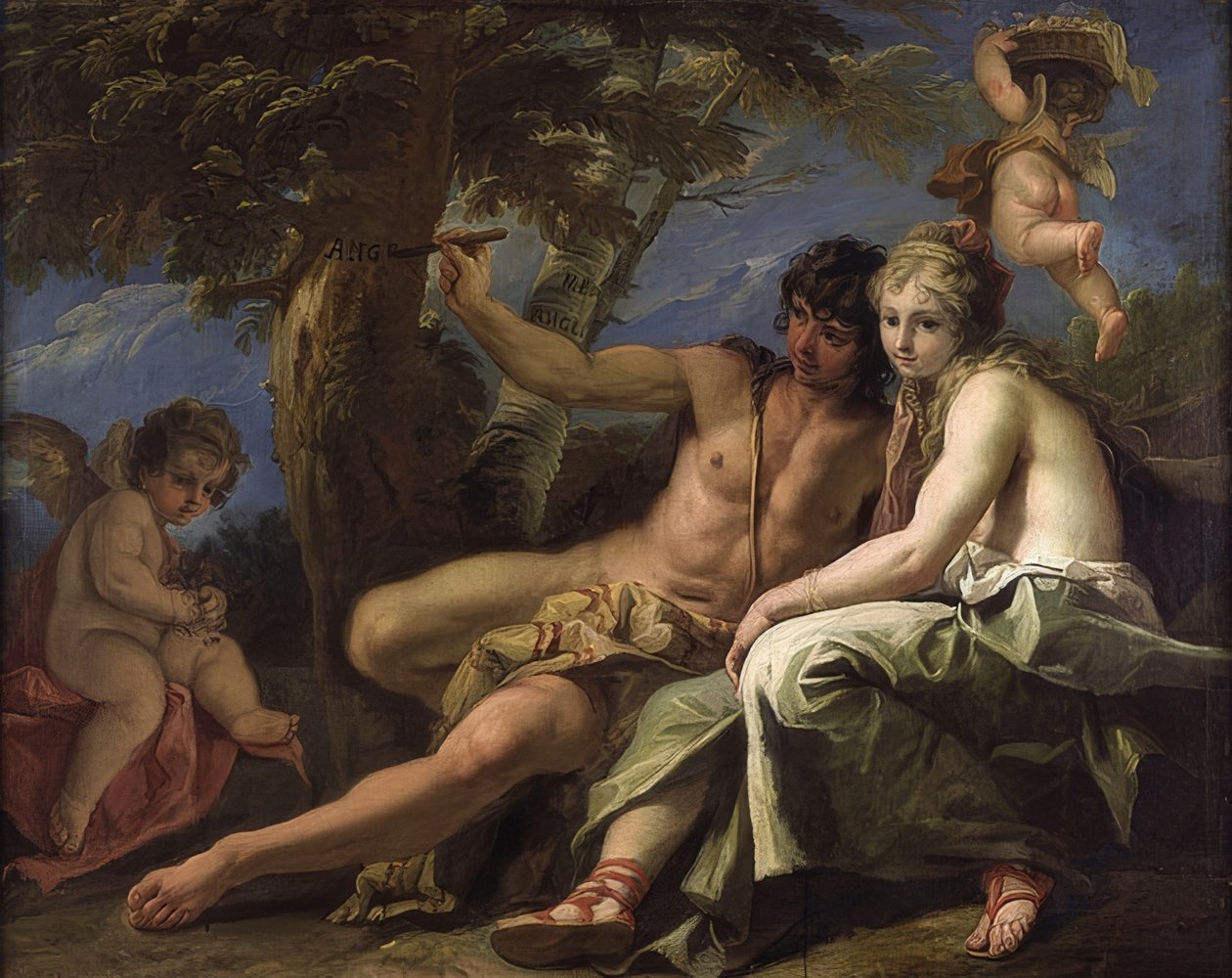 Angelica og Medoro. 1716 av Sebastiano Ricci