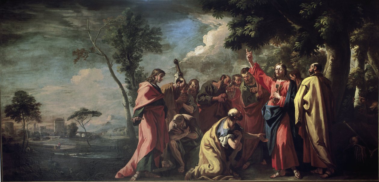 Kristus overleverer nøklene til St. Peter (olje på lerret, ca. 1710) av Sebastiano Ricci