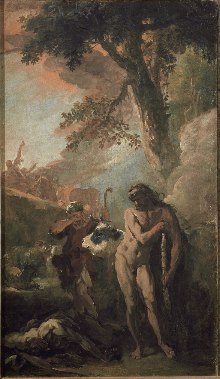 Hercules og Cacus. Forberedende skisse (olje på lerret av Sebastiano Ricci