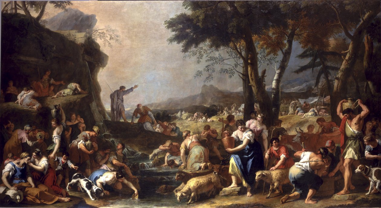 Moses får vann til å renne fra fjellet, 1725-26 av Sebastiano Ricci