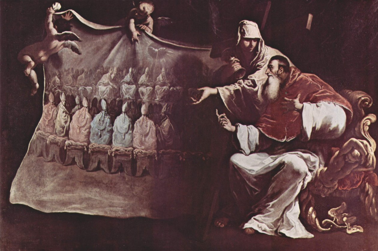 Pave Paul III inspirert av troen på det økumeniske råd av Sebastiano Ricci