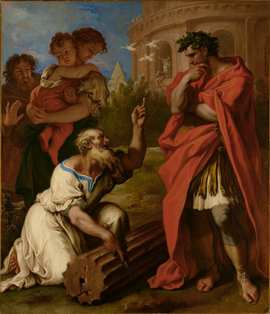 Tarquinius den eldre rådfører seg med Attus Navius av Sebastiano Ricci